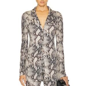 Ronny Kobo ZENA TOP Snake PRINT NATURAL WOMEN XL Long‎ Sleeve Snap JERSEY